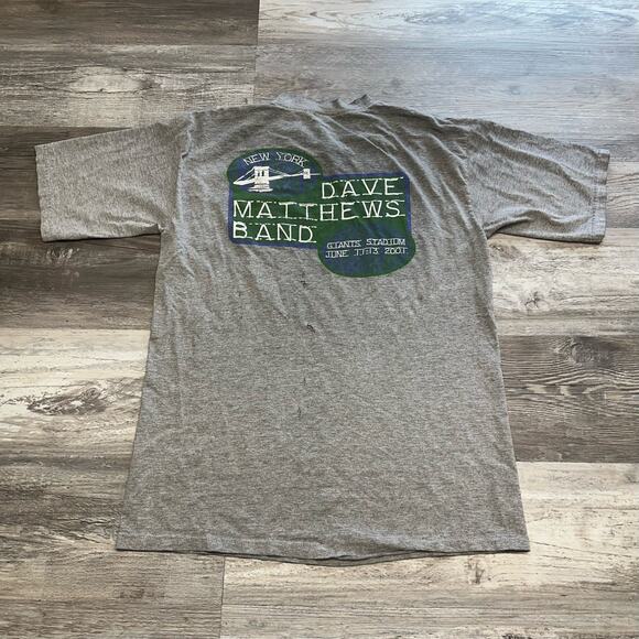 Vintage 2001 Dave Mathews Band Gray Green Mens XL Classic Rock Music T-Shirt - Picture 1 of 8